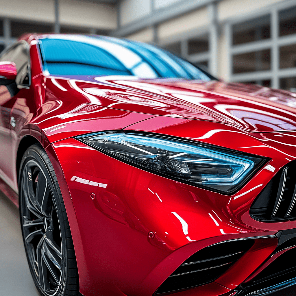 red vehicle with ceramic coating